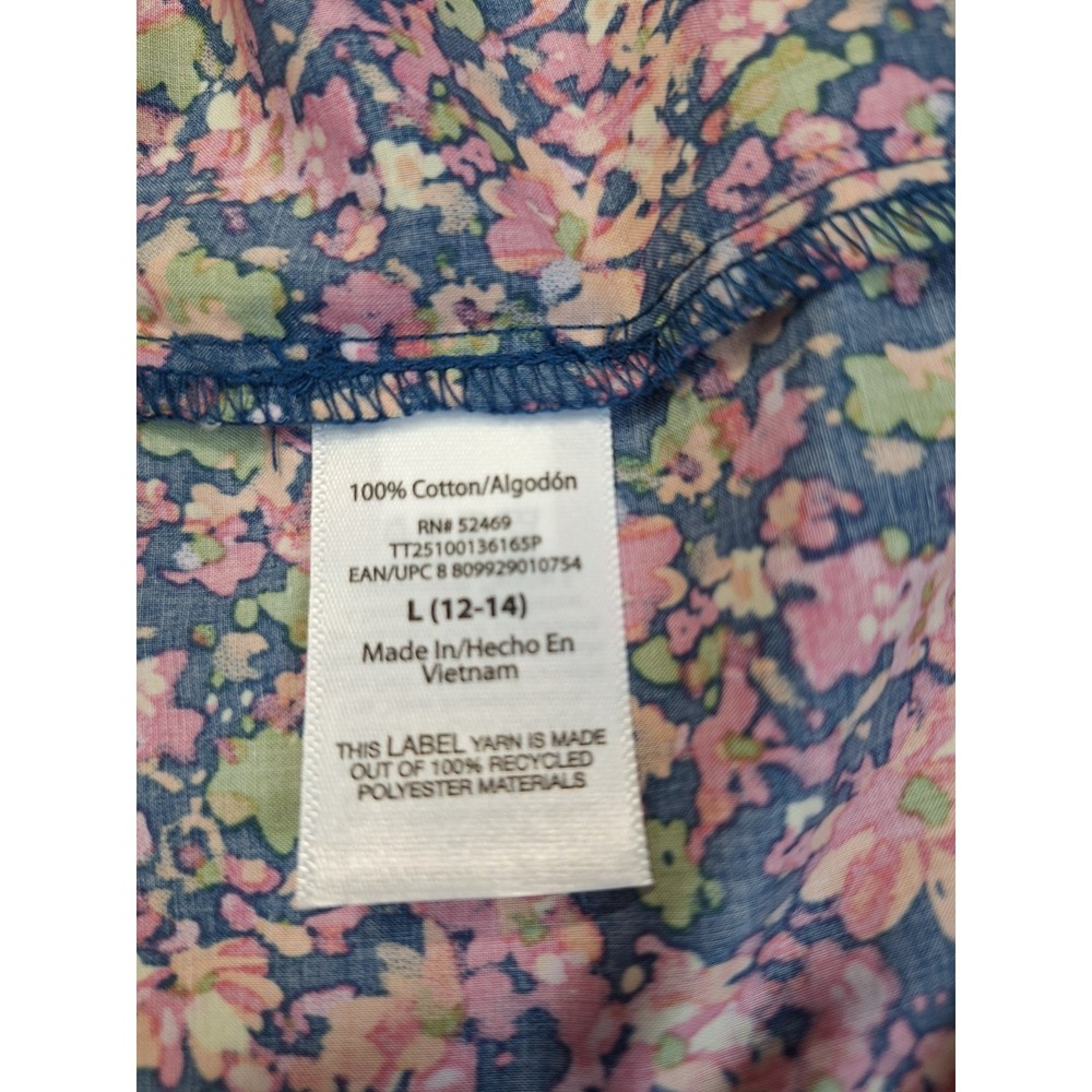 Time and Tru Mini Dress Womens Large Multicolor Floral Flutter Sleeve Pockets - Picture 7 of 10